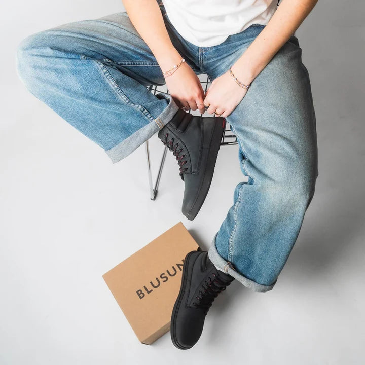 BLUSUN 021W Nubuck Smooth Leather Boot Anthracite