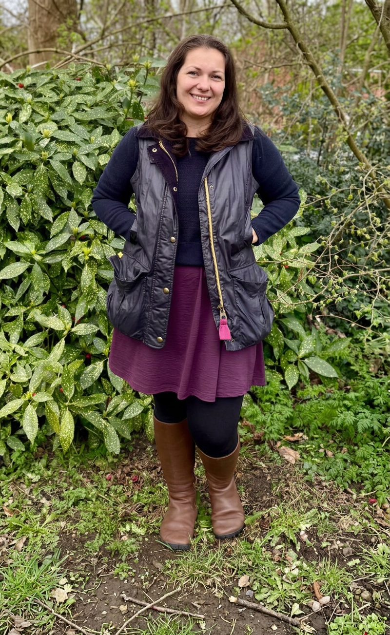 Brit wearing barefoot winter boots outdoors