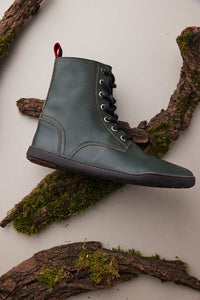 BLSN-040W Pine Green Barefoot Boot on model in studio