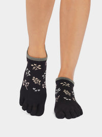 ToeSox low rise full toe yoga grip socks, Ivy Field colourway, sole grip detail