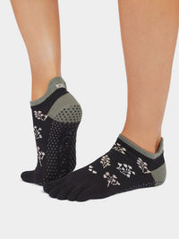 ToeSox low rise full toe yoga grip socks, Ivy Field colourway, product image