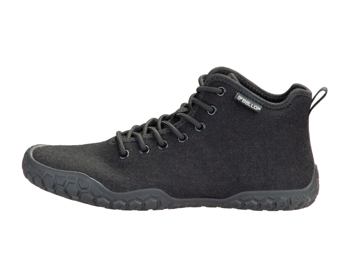 Black Ballop Corso Mid Cut minimalist shoe with mid-height ankle collar