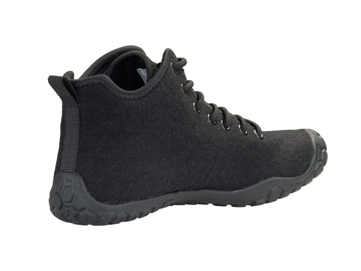 Ballop Corso Mid Cut black barefoot shoe with adjustable lace-up fastening