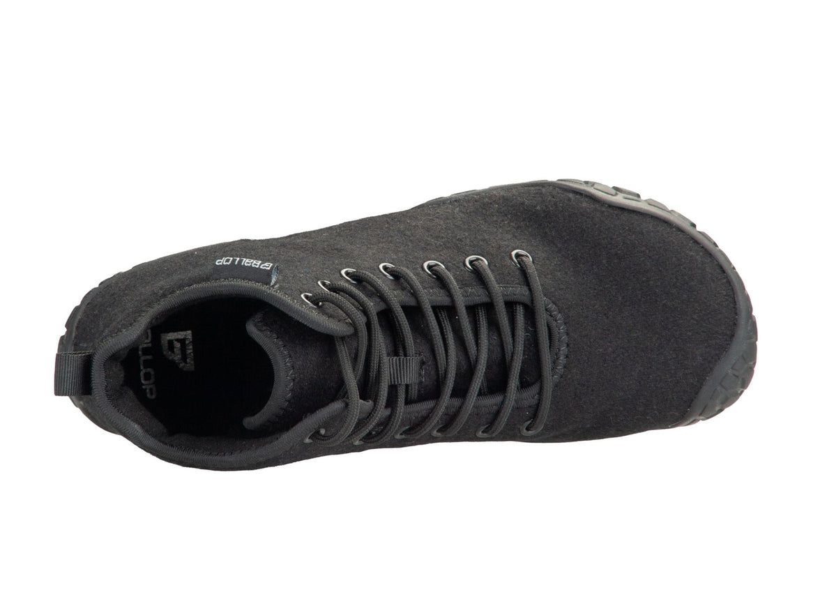 Ballop Corso Mid Cut black barefoot shoe with flexible zero-drop sole
