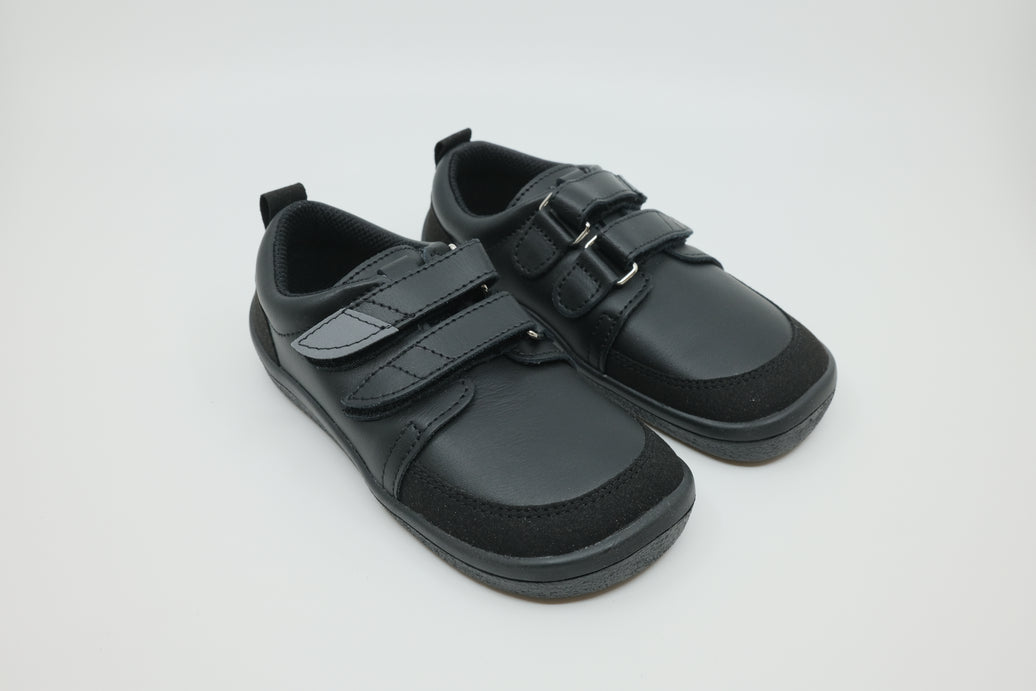 Beda Barefoot Leather Trainers School Shoes – Just Black