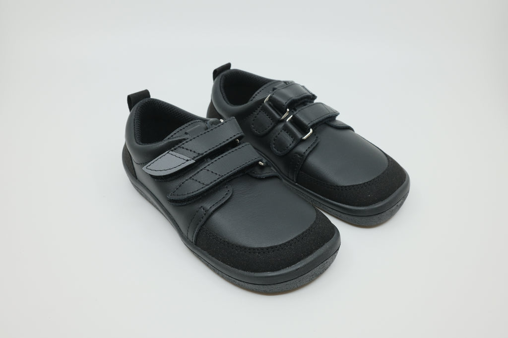 Beda Barefoot Leather Trainers School Shoes – Just Black