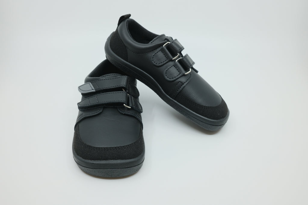 Beda Barefoot Leather Trainers School Shoes – Just Black