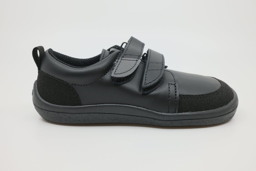 Beda Barefoot Leather Trainers School Shoes – Just Black