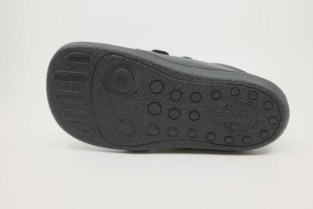 Beda Barefoot Leather Trainers School Shoes – Just Black