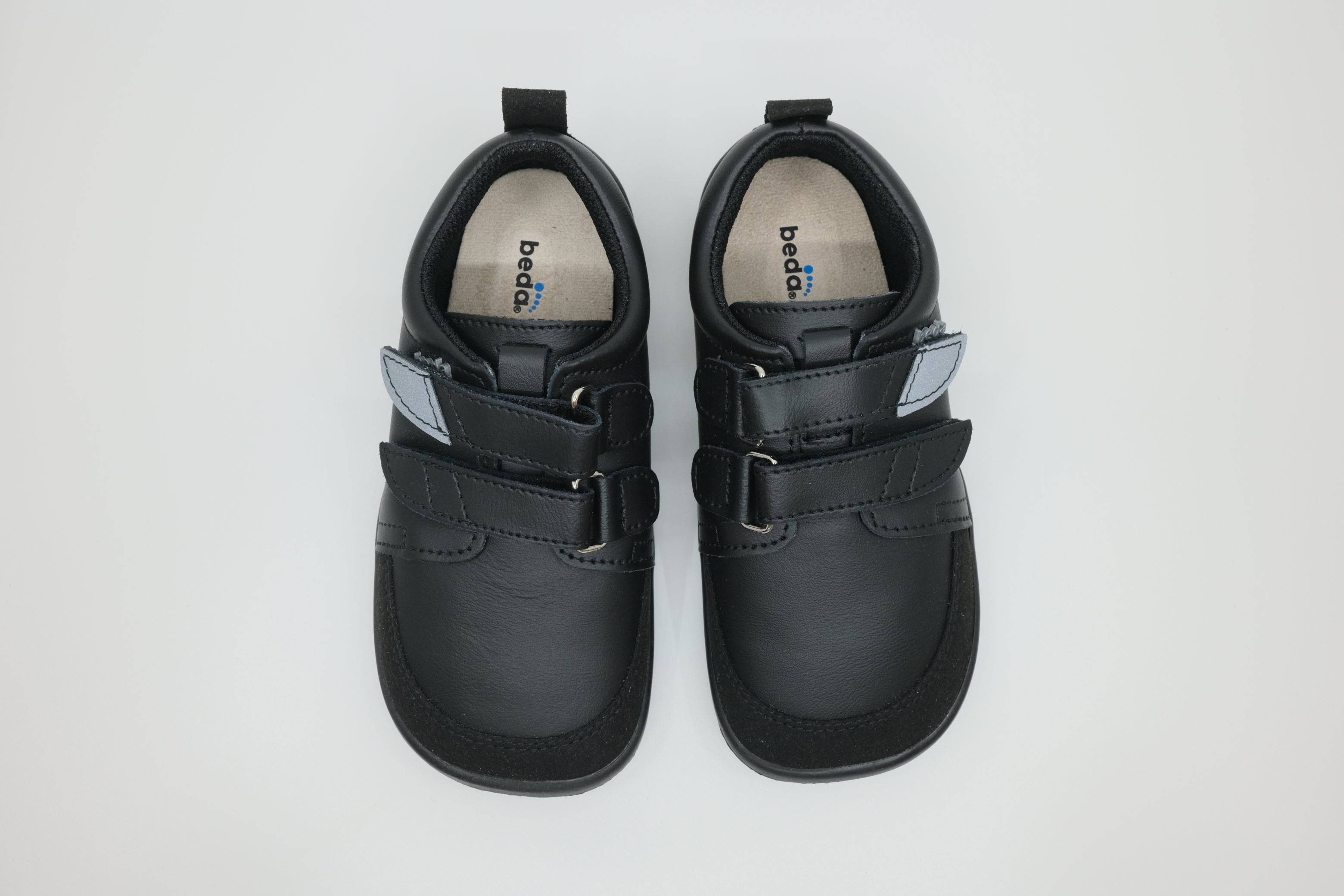 Beda Barefoot Leather Trainers School Shoes – Just Black
