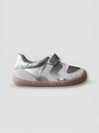 Jett infant barefoot shoe Metallic Pewter by ZIG+STAR, side profile