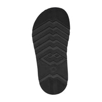 Black sole of a jim green shoe with frog tread pattern on a white background