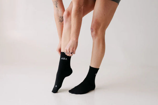 Aira Basics black crew sock for barefoot footwear by Aira