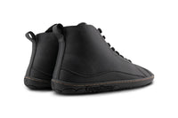 PaperKrane Stealth Tall black barefoot boots rear view showing heel and shaft