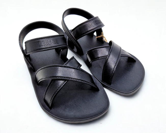 MooChuu Vegan Barefoot Cross Sandals All Black