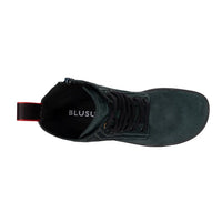 BLSN-040W Pine Green Suede Barefoot Boot top view highlighting anatomical wide toe box