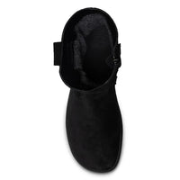 BLSN-400W Black Suede Barefoot Boot top-down view highlighting foot-shaped wide toe box