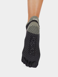 ToeSox low rise full toe yoga grip socks, Soft Blue Tie Dye colourway, product image