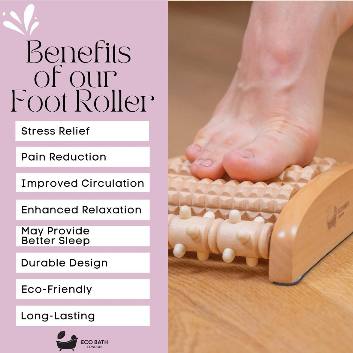 Eco Bath London reflexology foot roller, detail view