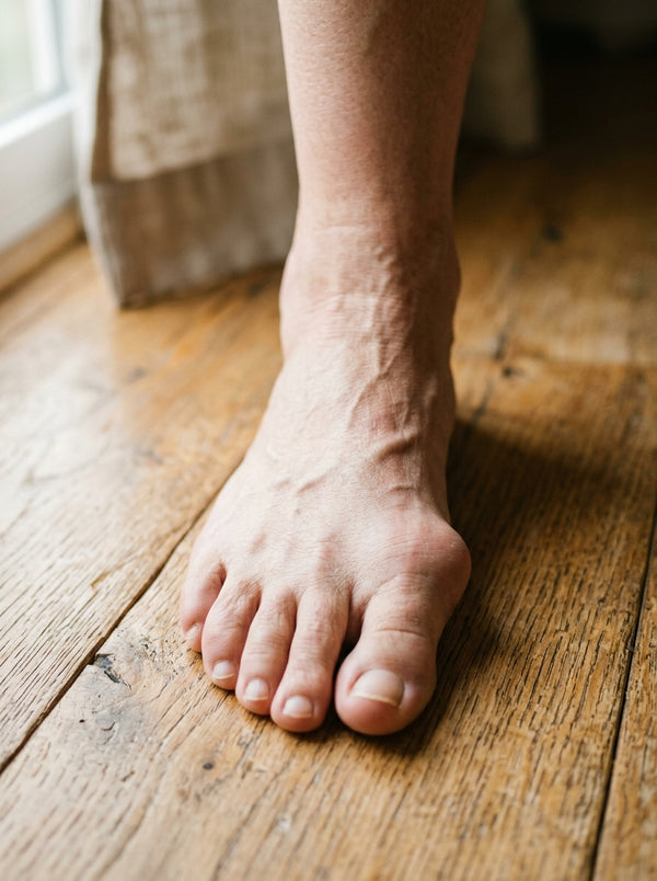 Bare foot with bunion showing hallux valgus