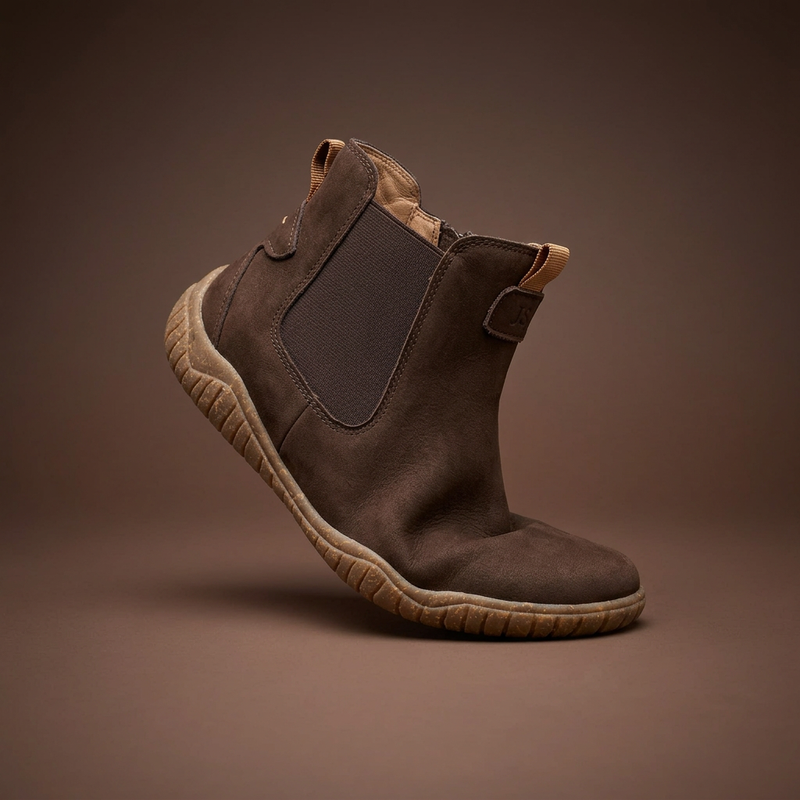 Dark brown leather Josef Seibel Wallace 10 Brasil Chelsea boot in dynamic mid-stride studio shot