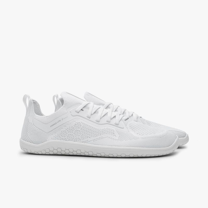 Vivobarefoot Primus Lite Knit Bright White women's barefoot trainer, sole view