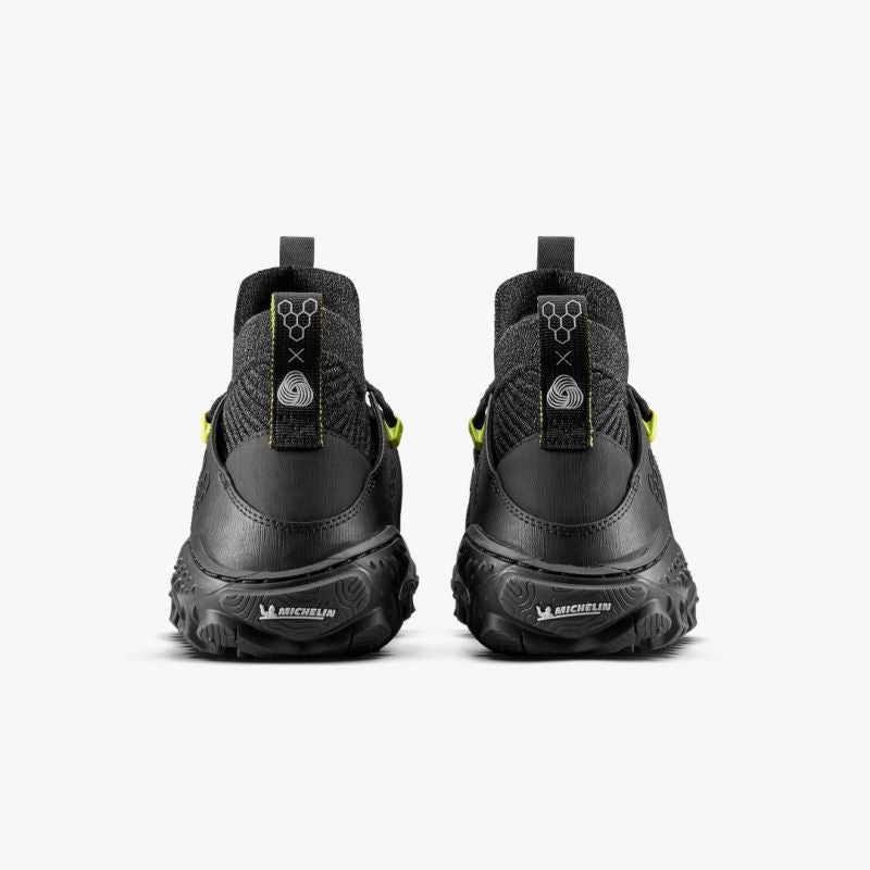Vivobarefoot Magna Forest ESC Obsidian/Lime women's barefoot hiking shoe, angled view