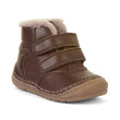 Froddo Paix Up barefoot kids winter boots in dark brown - front view