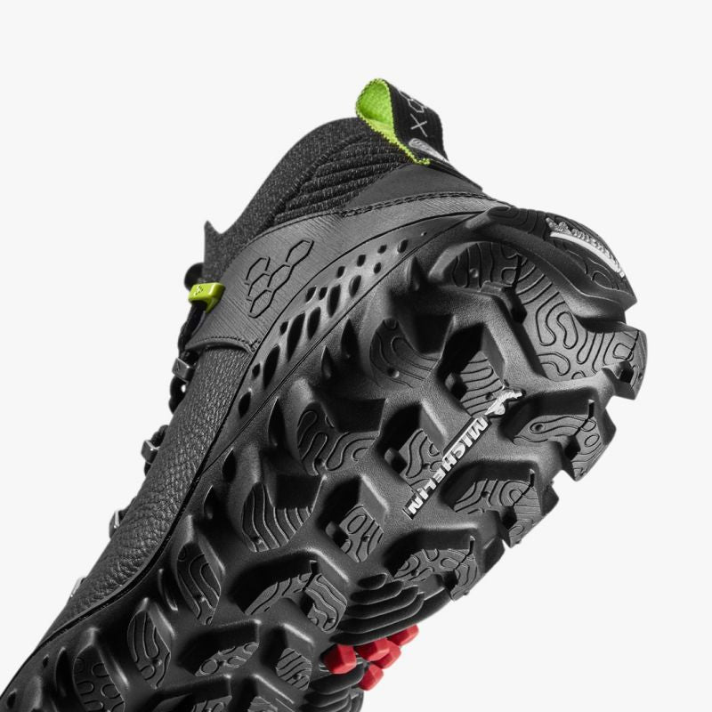 Vivobarefoot Magna Forest ESC Obsidian/Lime women's barefoot hiking shoe, back view