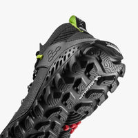 Vivobarefoot Magna Forest ESC Obsidian/Lime women's barefoot hiking shoe, back view