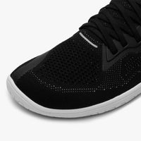 Vivobarefoot Primus Lite Knit Obsidian men's barefoot trainer, front view showing wide toe box
